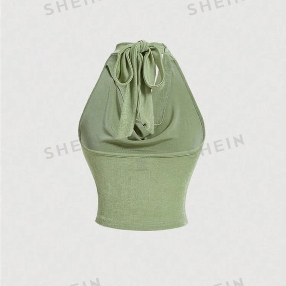 SHEIN MOD Retro Women's Knitted Halter Cowl Collar Sweater Top - Picture 2 of 3